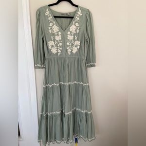 Lucky Brand Embroidered Dress Ankle-Length and 100% Cotton!